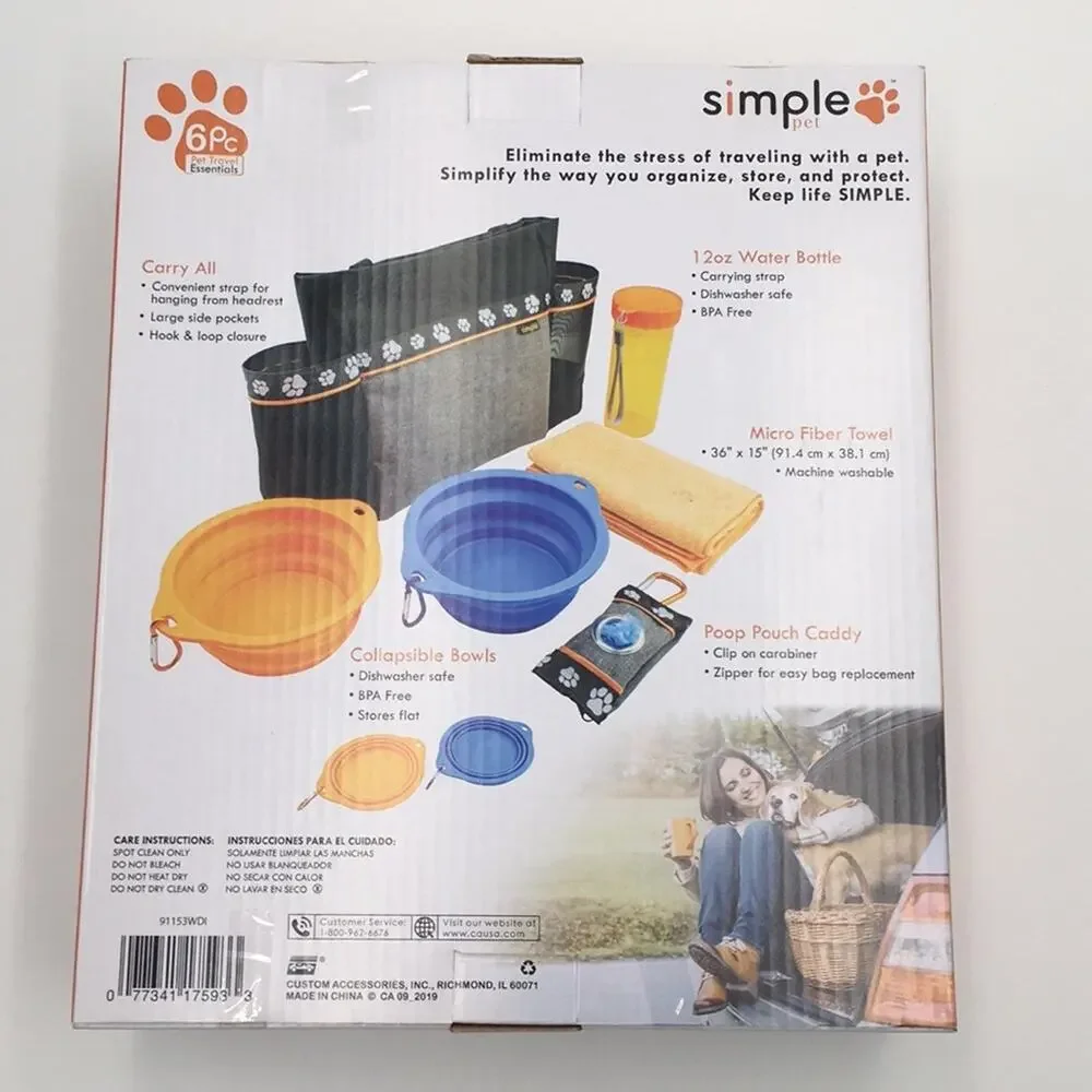 SIMPLE Pet travel kit 2 collapsible bowls pouches - Dogs